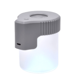 צנצנת זכוכית לאחסון עם זכוכית מגדלת ותאורת לד