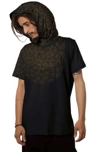 חולצת טי שרט פלזמה Lotus Black עם קפוצ'ון