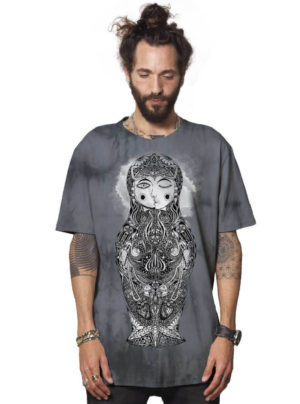 חולצת טי שרט פלזמה MATRIOSHKA GREY TIE DYE
