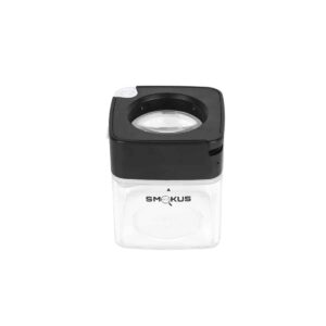 צנצנת פלסטיק קטנה לאחסון עם זכוכית מגדלת Comet Smokus Focus stash jar