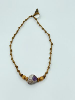 שרשרת מאלה מקרמה בעבודת יד סנטר אמטיסט