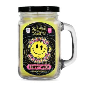 נר גדול לנטרול ריחות בניחוח אננס טרופי Reefer Madness - Pineapple Scented Candle - Trippy Wick Collection