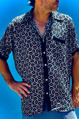 חולצת כפתורים יוניסקס Looped Print