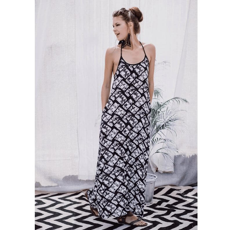 שמלת בוהו מקסי BLACK&WHITE