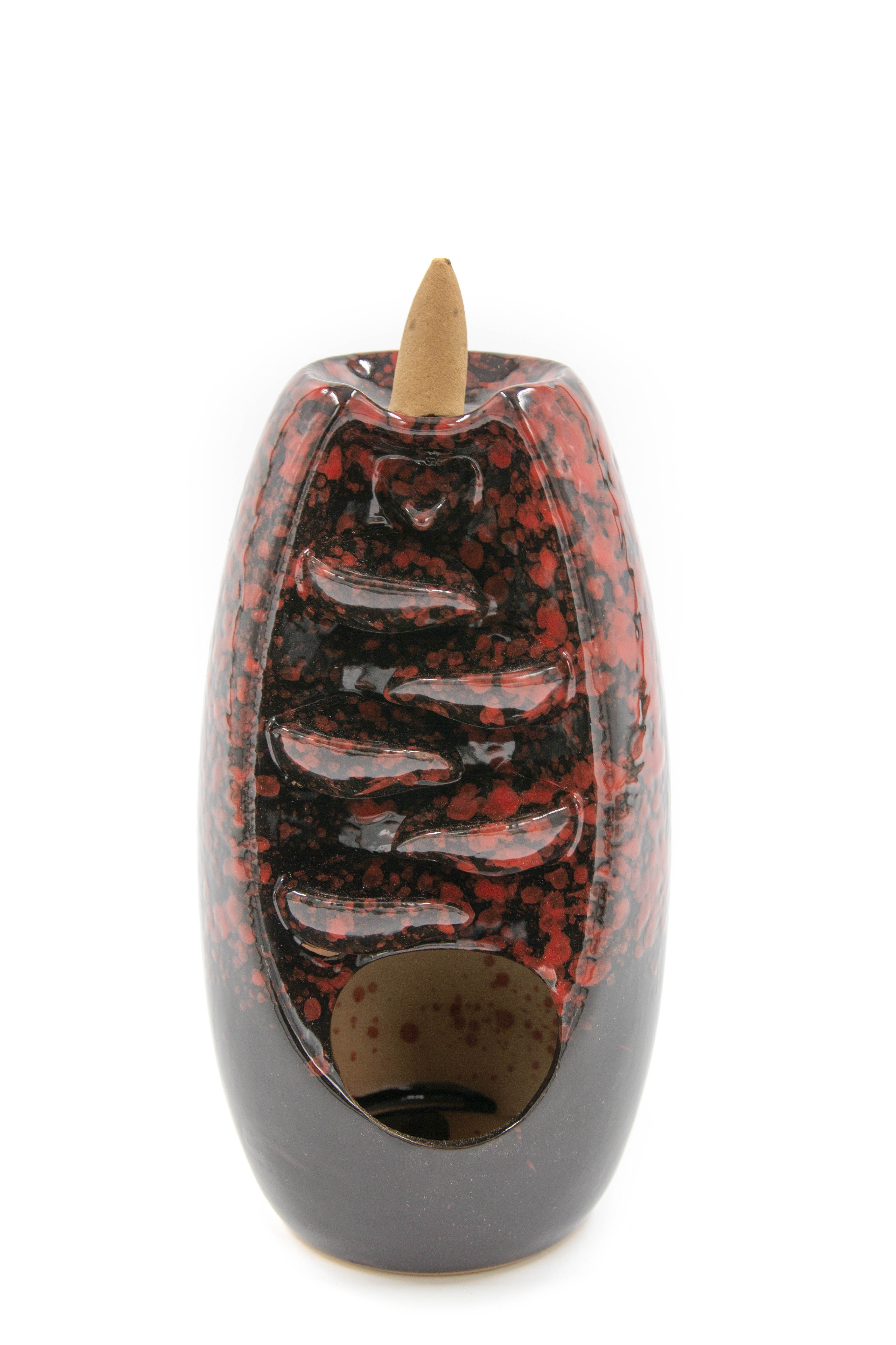 מתקן/מעמד לקטורת קונוס מפל עשן-BACKFLOW מאונך 18 ס״מ אדום