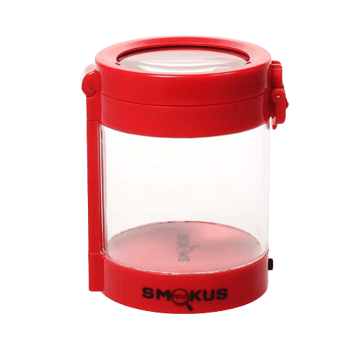 צנצנת פלסטיק לאחסון עם זכוכית מגדלת Smokus Focus Middleman Jar