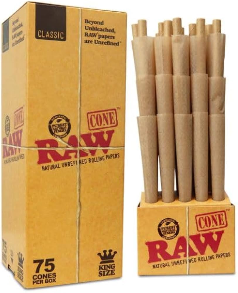 75 קונוסים גדולים מוכנים למילוי RAW Classic King Size